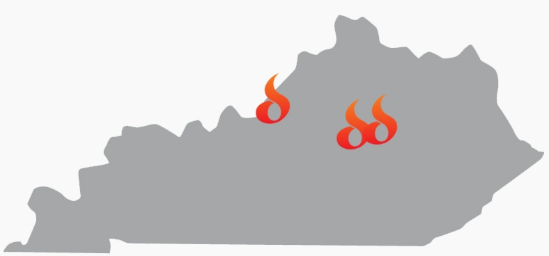 Map of Kentucky showing locations of AltSmoke Stores
